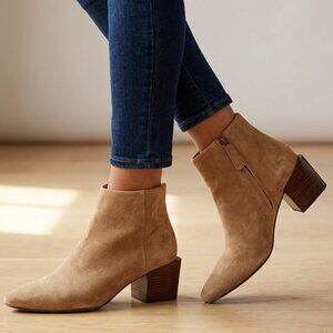 SENSO Katie Tan Suede Block Heel Ankle Boots Size 38